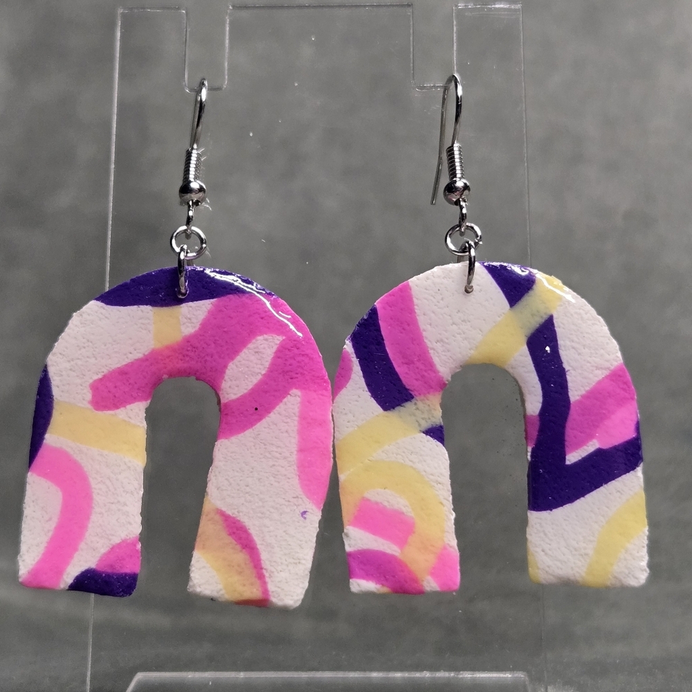 #210/211- Hand Crafted Multicolor Arch Earrings